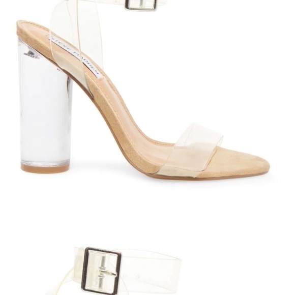 Steve Madden Clearer, Clear Heel Sandal, Ankle Steps, Size 9M - Picture 4 of 9